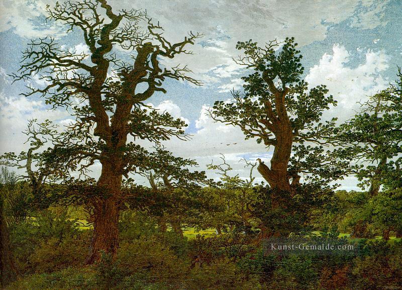 Landschaft mit Eichen und ein Jäger romantische Caspar David Friedrich Wald Ölgemälde
